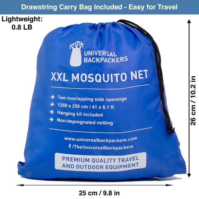 Universal Backpackers Mosquito Net for Single to King-Sized Beds â€“ 2 Openings or Fully-Enclosed Bed Canopy â€“ Conical Design for Decoration or Travel â€“ Free Bag & Hanging Kit for Easy Setup - Image 5